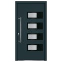 Drzwi wejściowe, antracytowe, 110x210 cm, aluminium i PVC
