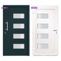 Drzwi frontowe, aluminium i PVC, antracytowe, 110x210 cm
