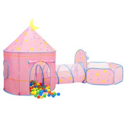Namiot do zabawy z 250 piłeczkami, różowy, 301x120x128 cm