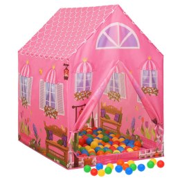 Namiot do zabawy z 250 piłeczkami, różowy, 69x94x104 cm