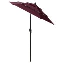 3-poziomowy parasol na aluminiowym słupku, bordowy, 2 m