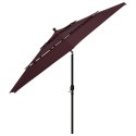 3-poziomowy parasol na aluminiowym słupku, bordowy, 3,5 m