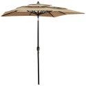 3-poziomowy parasol na aluminiowym słupku, kolor taupe, 2x2 m