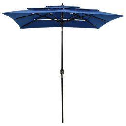 3-poziomowy parasol na aluminiowym słupku, lazurowy, 2x2 m