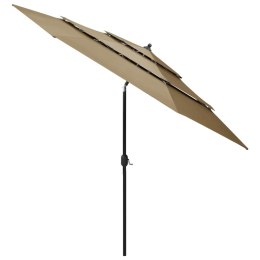 3-poziomowy parasol na aluminiowym słupku, taupe, 3 m