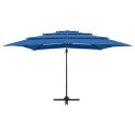 4-poziomowy parasol na aluminiowym słupku, lazurowy, 250x250 cm