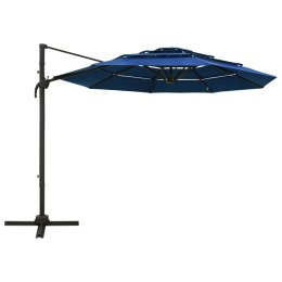 4-poziomowy parasol na aluminiowym słupku, lazurowy, 3x3 m