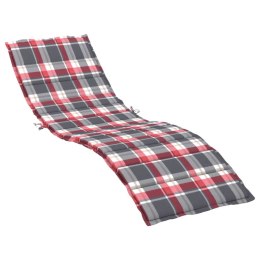 Poduszka na leżak, czerwona krata, 200x60x3 cm, tkanina Oxford