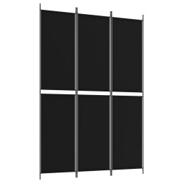 Parawan 3-panelowy, czarny, 150x220 cm, tkanina