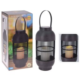 ProGarden Solarny lampion ogrodowy ze świecą, czarny rattan