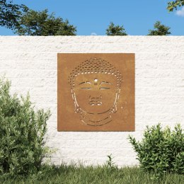 Ogrodowa dekoracja ścienna, 55x55 cm, stal kortenowska, Budda