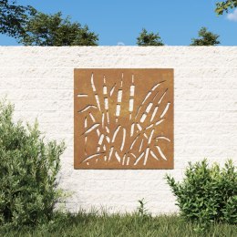 Ogrodowa dekoracja ścienna, 55x55 cm, stal kortenowska, trawa