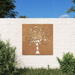Ogrodowa dekoracja ścienna, 55x55 cm, stal kortenowska, drzewo