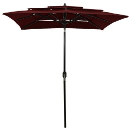 3-poziomowy parasol na aluminiowym słupku, bordowy, 2x2 m