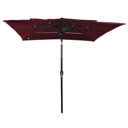 3-poziomowy parasol na aluminiowym słupku, bordowy, 2,5x2,5 m
