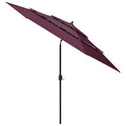 3-poziomowy parasol na aluminiowym słupku, bordowy, 3 m