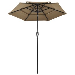 3-poziomowy parasol na aluminiowym słupku, kolor taupe, 2 m