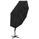 4-poziomowy parasol na aluminiowym słupku, czarny, 3x3 m