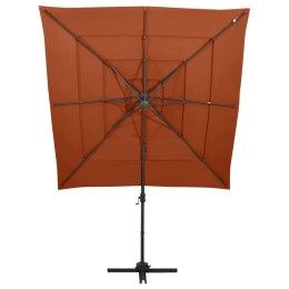 4-poziomowy parasol na aluminiowym słupku, terakota, 250x250 cm