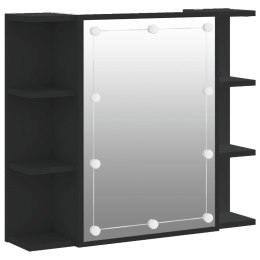  Szafka z lustrem i oświetleniem LED, czarna, 70x16,5x60 cm