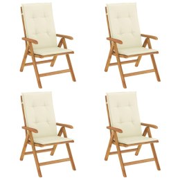  Rozkładane krzesła ogrodowe z poduszkami, 4 szt., drewno tekowe