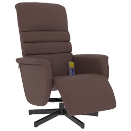  Rozkładany fotel masujący z podnóżkiem, brązowy, sztuczna skóra