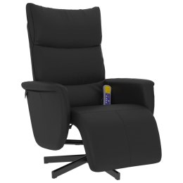  Rozkładany fotel masujący z podnóżkiem, czarny, sztuczna skóra