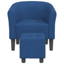  Fotel bujany z podnóżkiem, niebieski, obity tkaniną