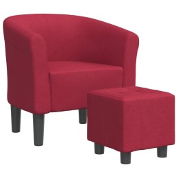  Fotel klubowy z podnóżkiem, winna czerwień, obity tkaniną
