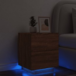  Szafka nocna z LED, kolor brązowy dąb, materiał drewnopochodny