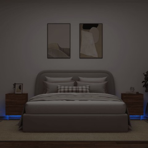  Szafki nocne z oświetleniem LED, 2 szt., kolor brązowy dąb