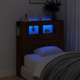  Wezgłowie łóżka z LED, brązowy dąb, 100x18,5x103,5 cm