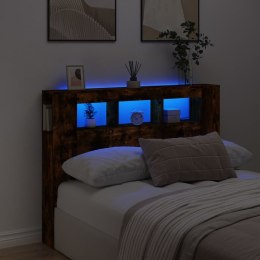  Wezgłowie łóżka z LED, przydymiony dąb, 140x18,5x103,5 cm