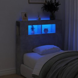  Wezgłowie łóżka z LED, szarość betonu, 100x18,5x103,5 cm
