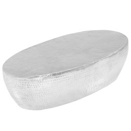  Stolik do kawy z młotkowanego aluminium, 100x50x28 cm, srebrny