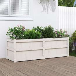  Donica ogrodowa, biała, 150x50x50 cm, lite drewno sosnowe