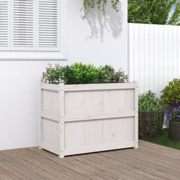  Donica ogrodowa, biała, 90x50x70 cm, lite drewno sosnowe