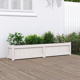  Donica ogrodowa, biała, 150x31x31 cm, lite drewno sosnowe