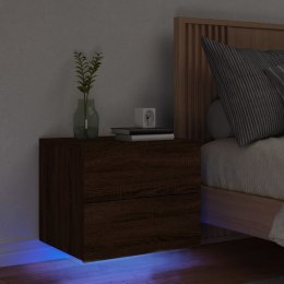  Wisząca szafka nocna z podświetleniem LED, brązowy dąb