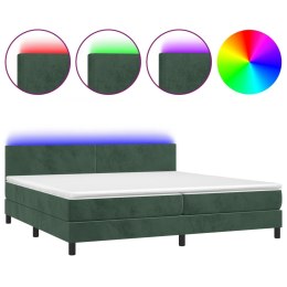  Łóżko kontynentalne z materacem i LED zielony aksamit 200x200cm
