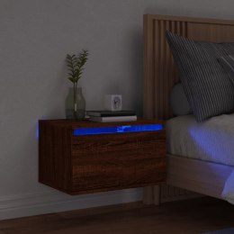  Wisząca szafka nocna z podświetleniem LED, brązowy dąb