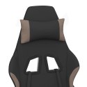  Fotel gamingowy z podnóżkiem i masażem, czarno-taupe, tkanina