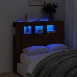  Wezgłowie łóżka z LED, brązowy dąb, 120x18,5x103,5 cm