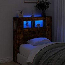  Wezgłowie łóżka z LED, przydymiony dąb, 100x18,5x103,5 cm