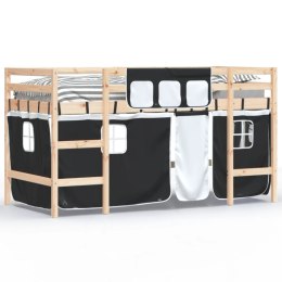  Dziecięce łóżko na antresoli, biało-czarne zasłonki, 80x200 cm