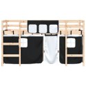  Dziecięce łóżko na antresoli, biało-czarne zasłonki, 80x200 cm