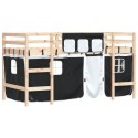  Dziecięce łóżko na antresoli, czarno-białe zasłonki, 90x200 cm