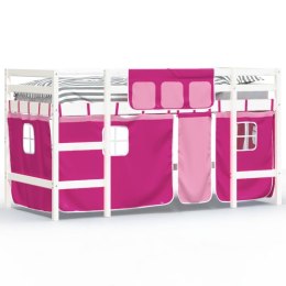  Dziecięce łóżko na antresoli, różowe zasłonki, 90x190 cm