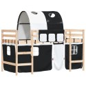 Dziecięce łóżko na antresoli, z tunelem, biało-czarne, 80x200cm