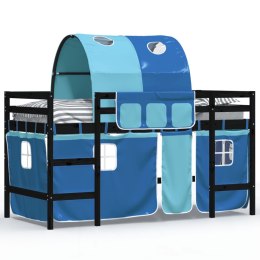  Dziecięce łóżko na antresoli, z tunelem, niebieskie, 90x200 cm